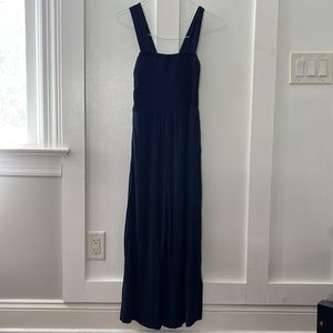 Loft Smocked Strappy Jumpsuit in Navy